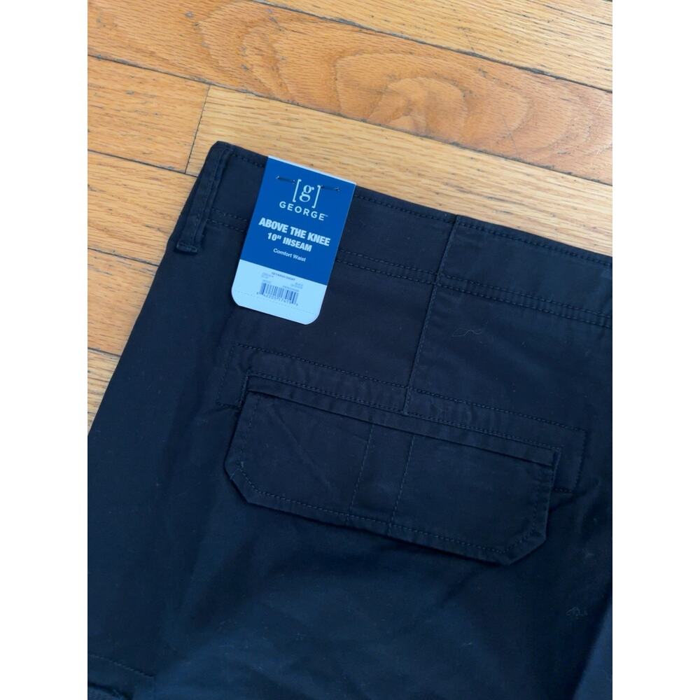 George Mens Cargo Shorts Size 54 Black Utility Comfort Waist 10” Inseam NWT - Picture 2 of 5